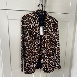 J. Crew Leopard Print Blazer Brown Black Tailored